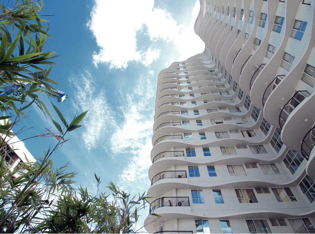 Calyx Residences — curved balconies and façade details