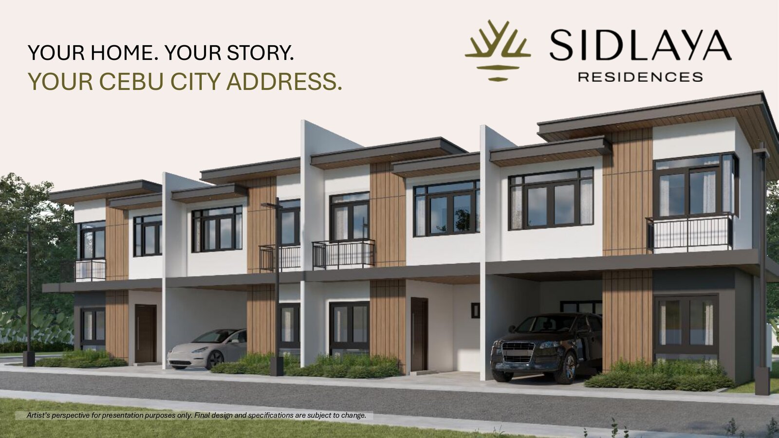 Sidlaya Residences two-storey townhouses with carports and balconies