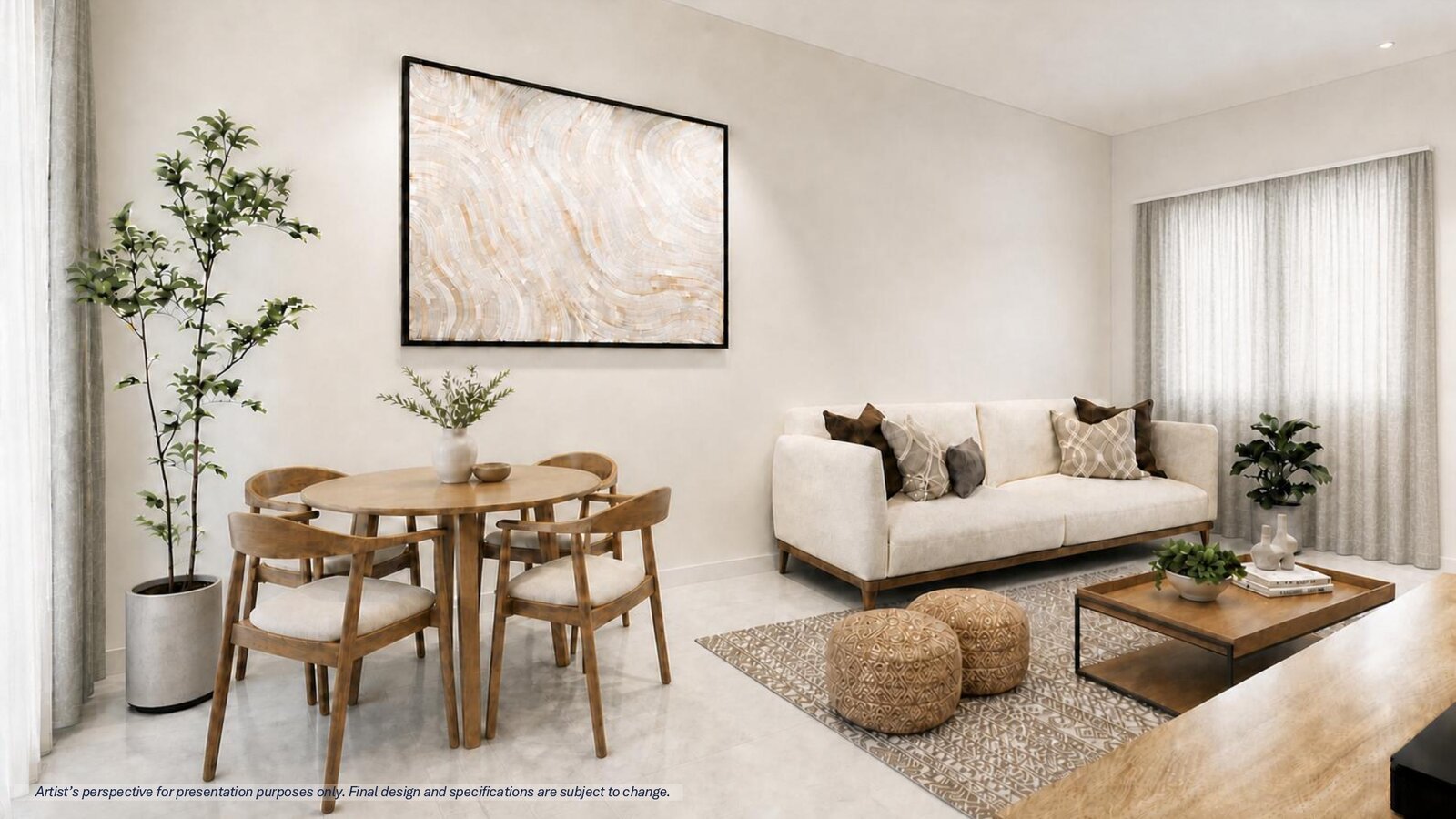 Living and dining area perspective, Sidlaya Residences townhouse
